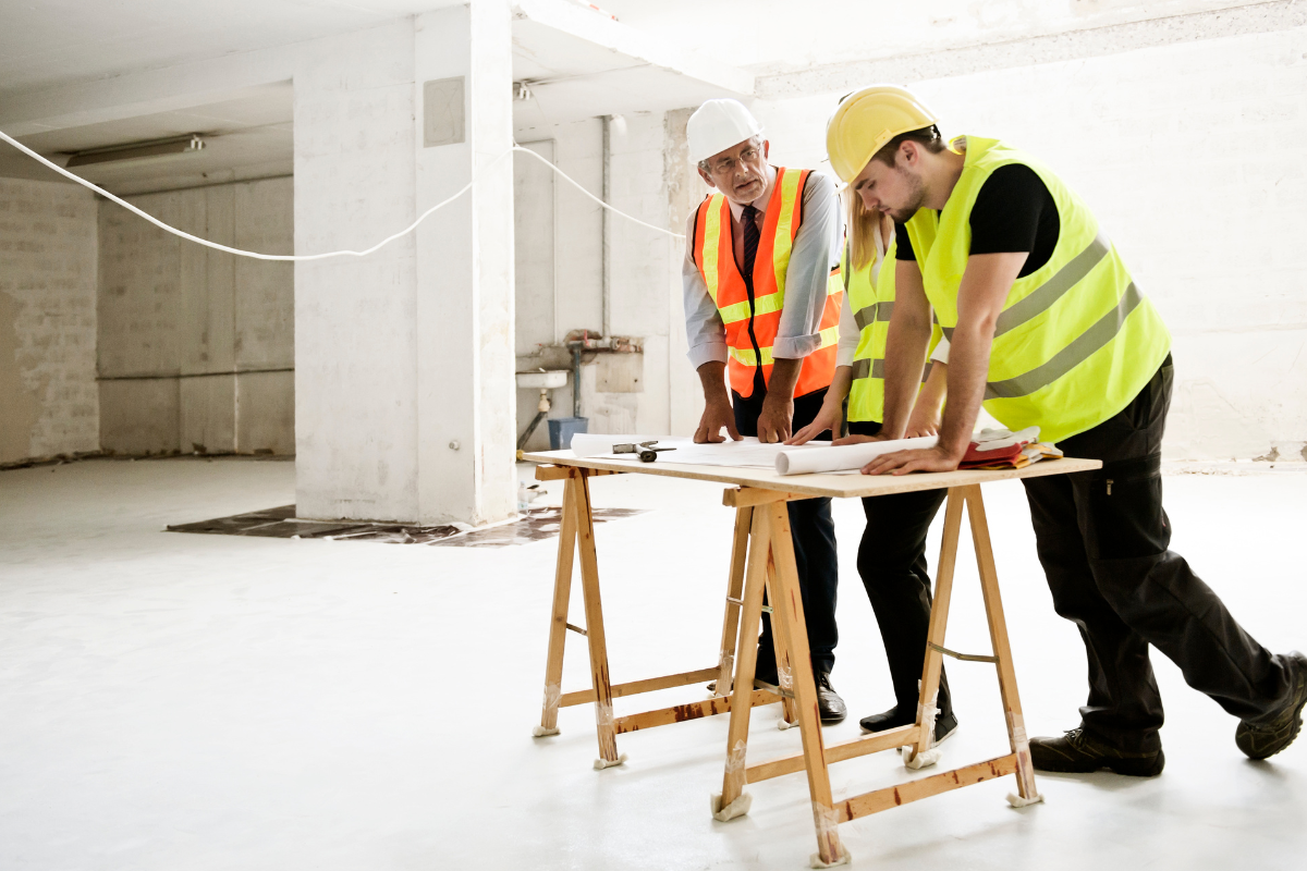 Homeowner checking renovation progress