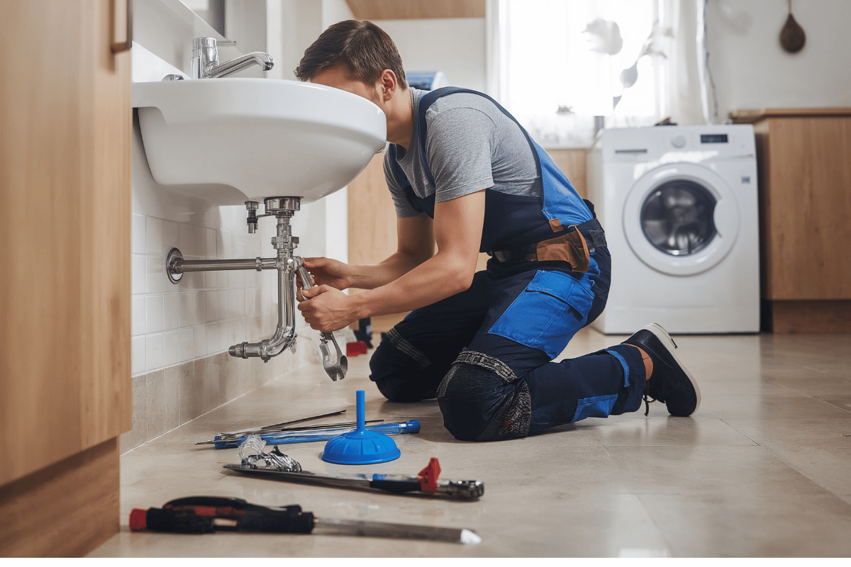 Bathroom plumbing exposed