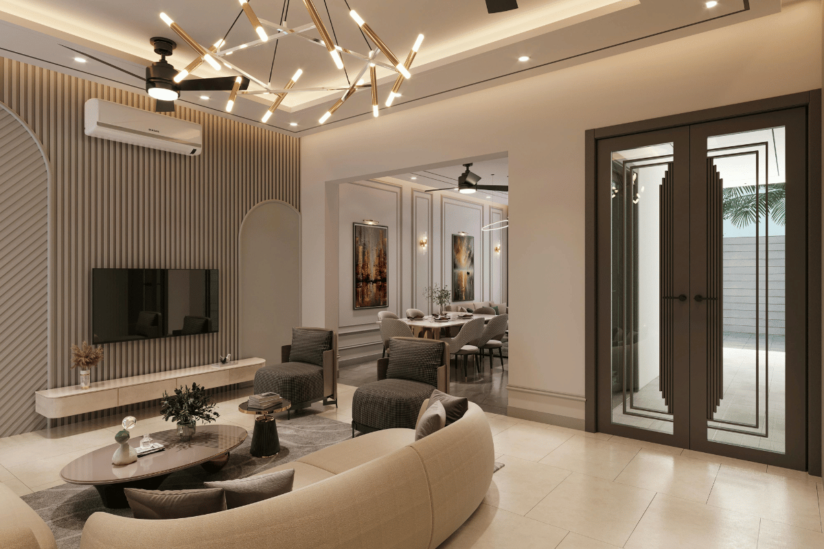 layered lighting living room