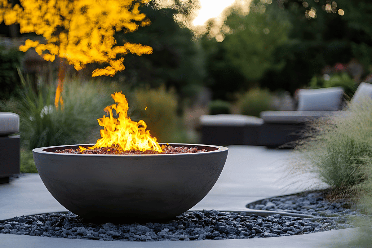 Simple backyard fire pit with chairs