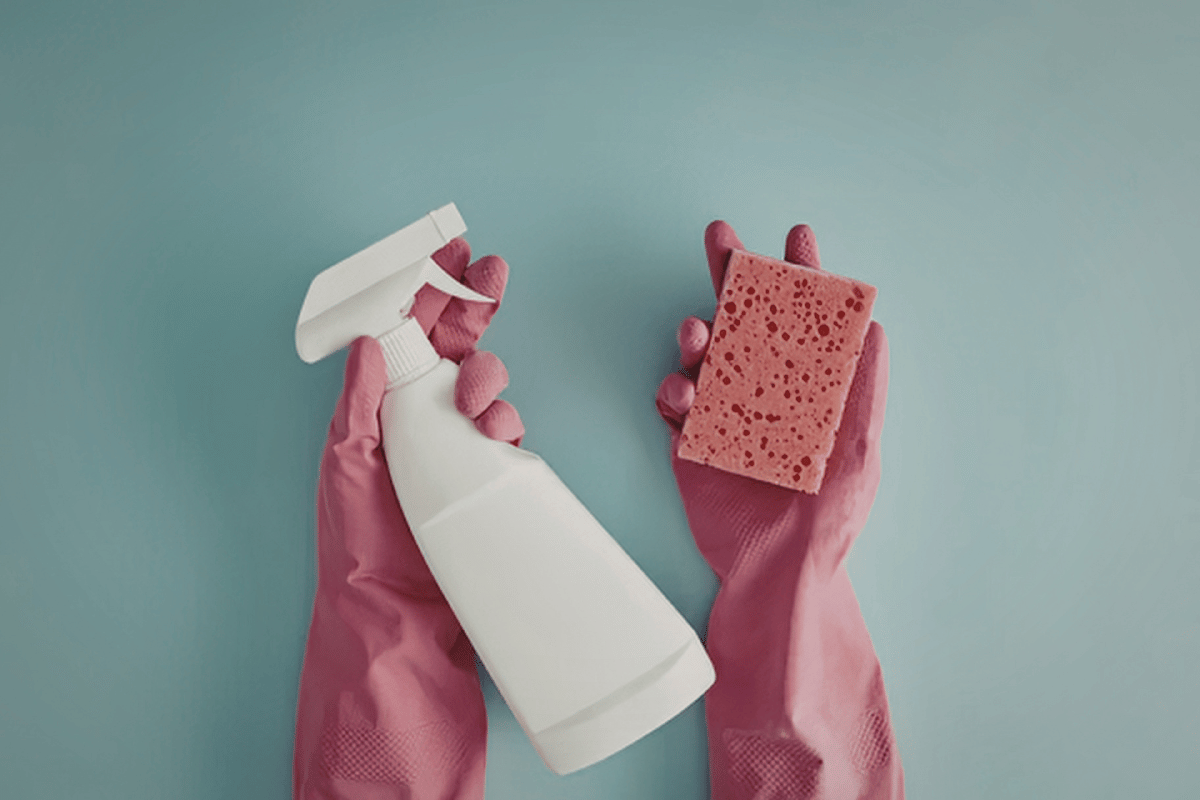 cleaning supplies sponge soap