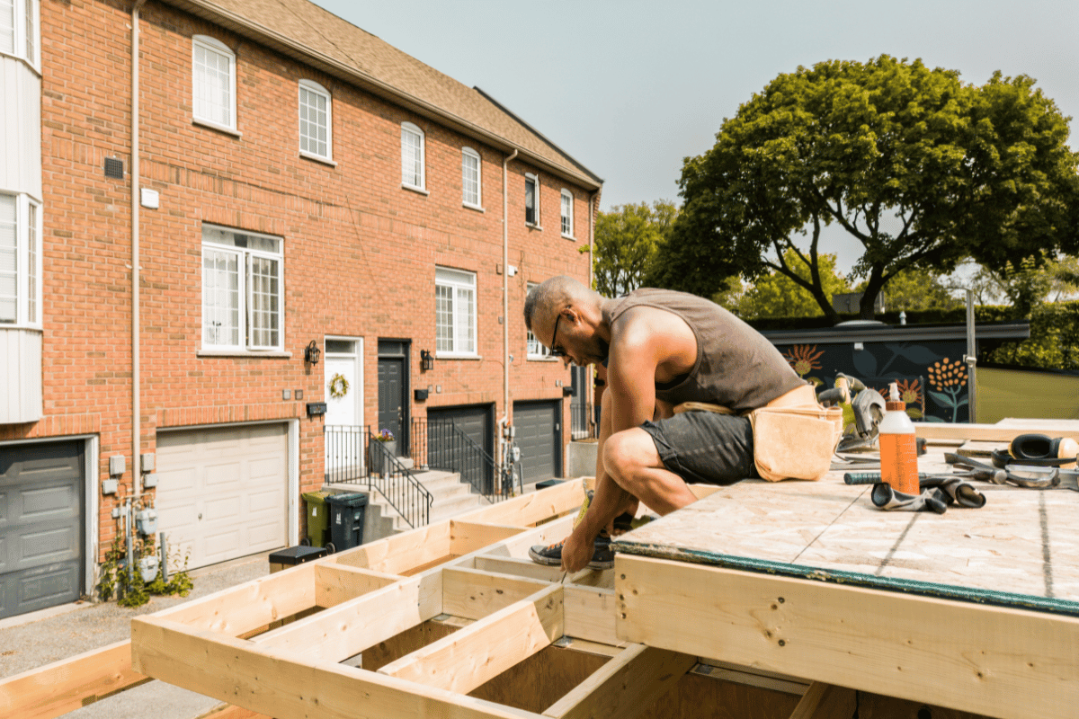 wooden stairs backyard