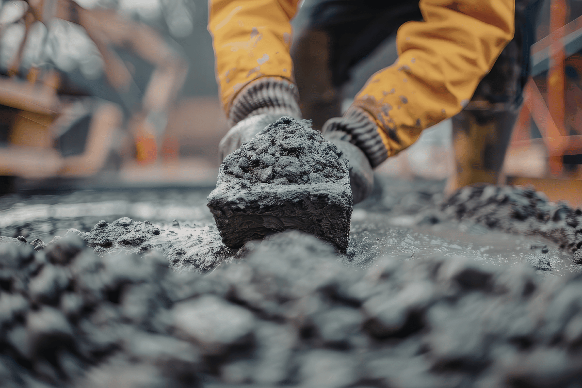 workers pouring and smoothing concrete patio