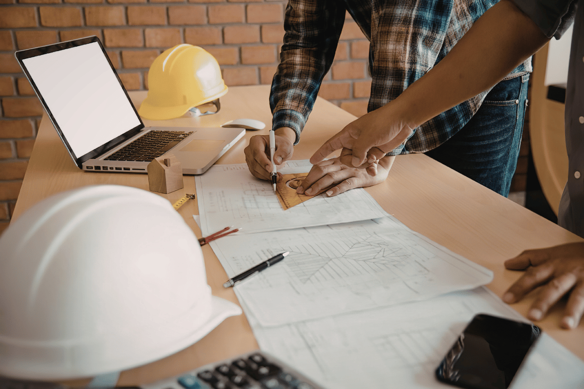 home renovation consultation blueprint meeting