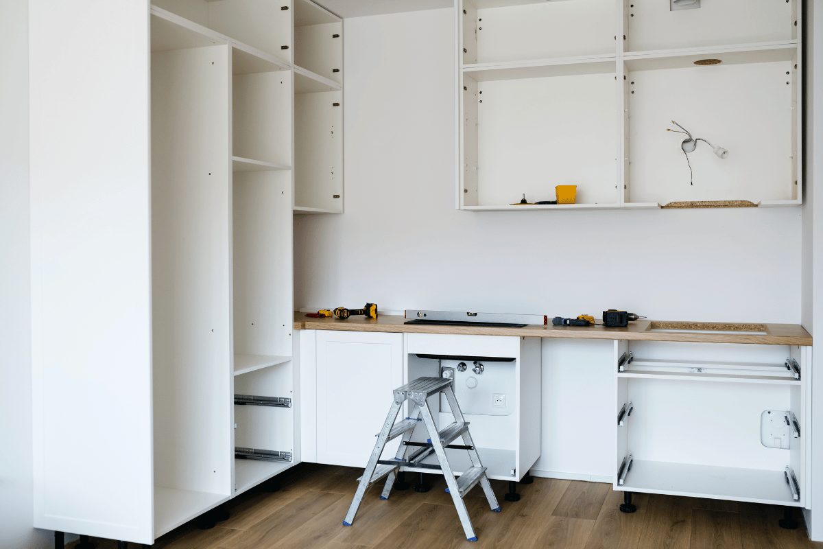 modern kitchen under construction