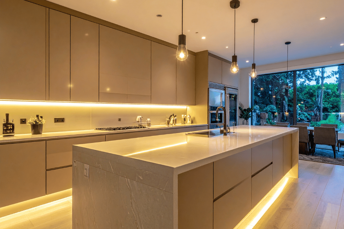 modern kitchen island living room
