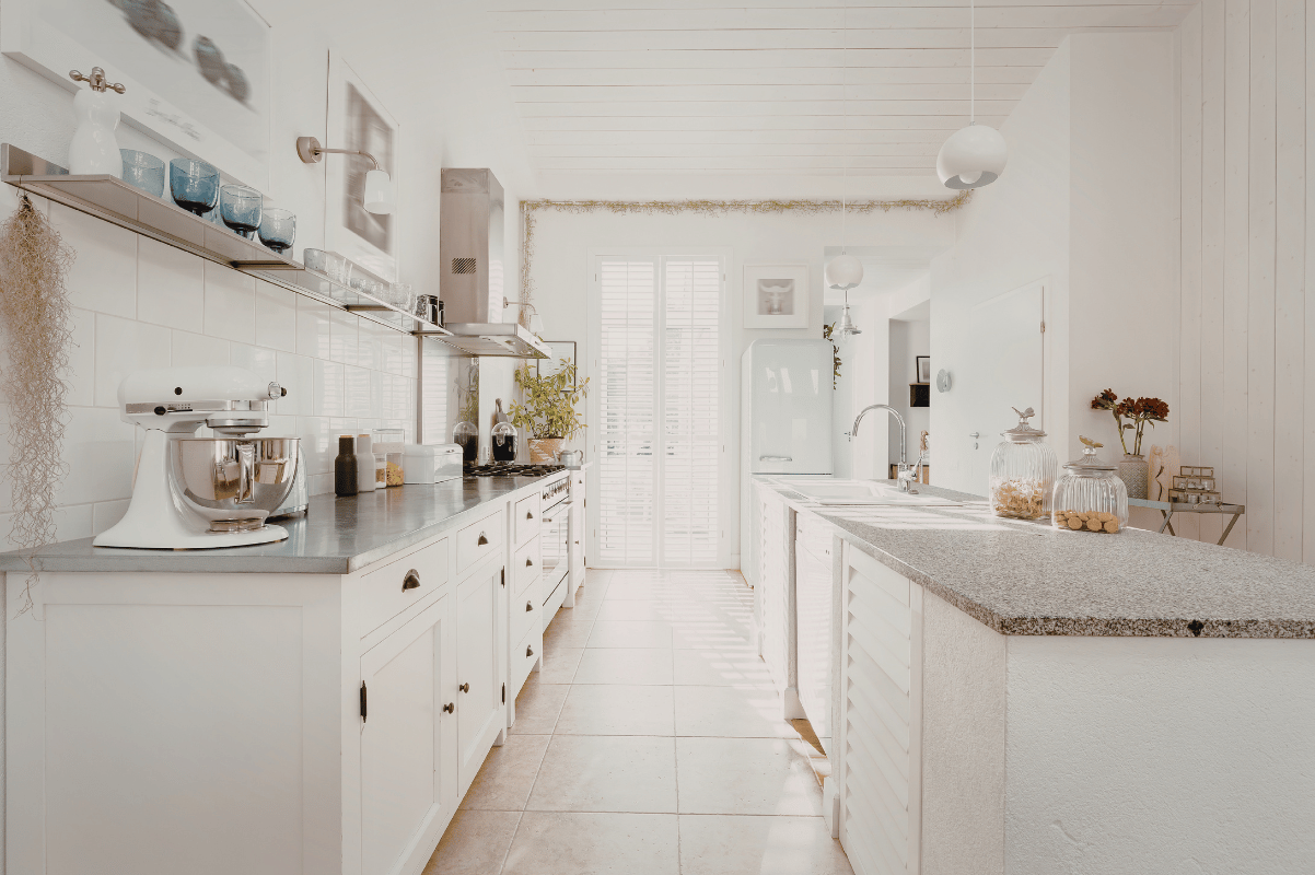 modern kitchen renovation white cabinets quartz countertop