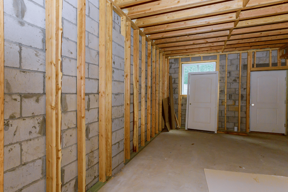 unfinished basement renovation framing work house