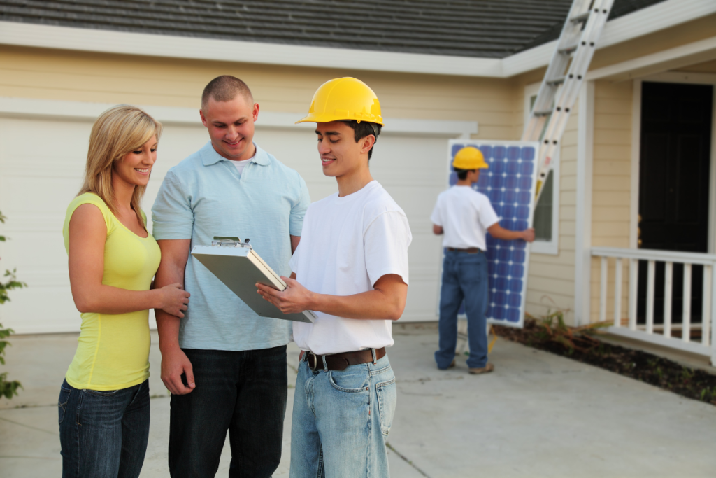 Contractor and homeowner meeting