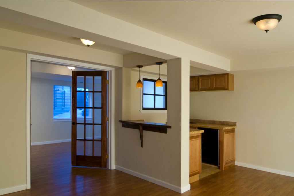 modern finished basement