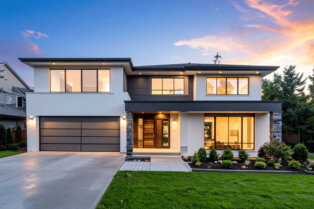 modern driveway Canada home front yard