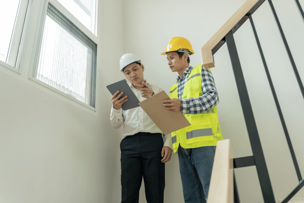 building inspector checking home