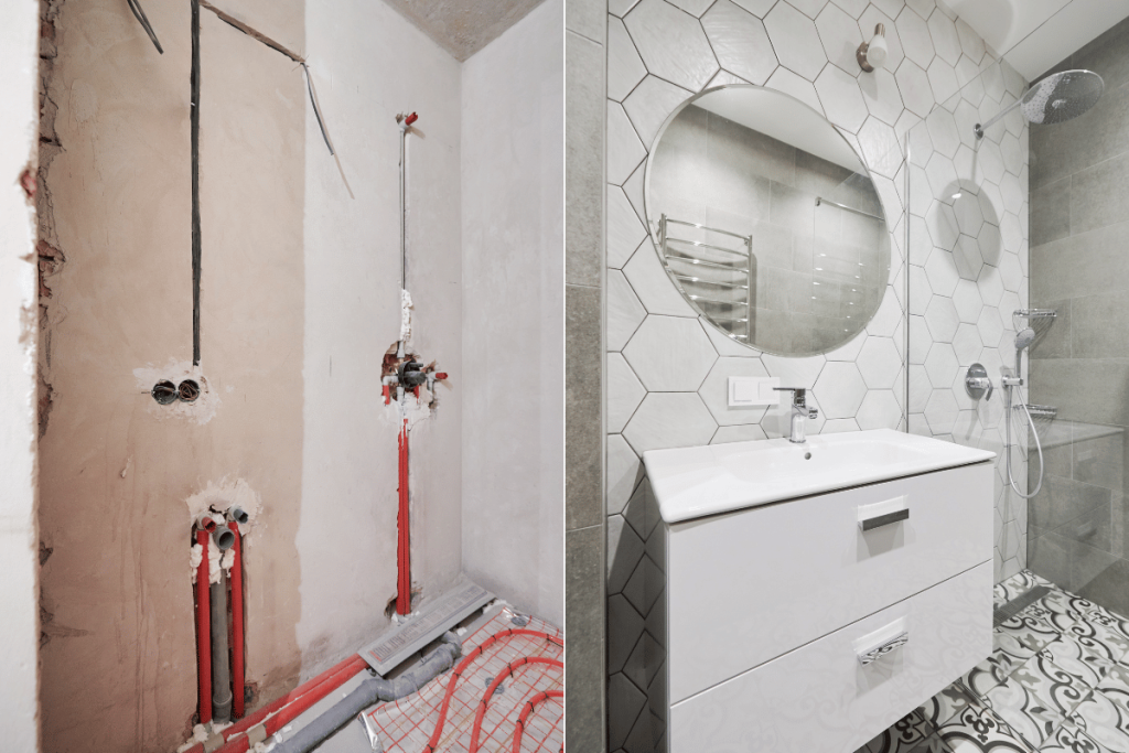 modern bathroom vanity renovation before after