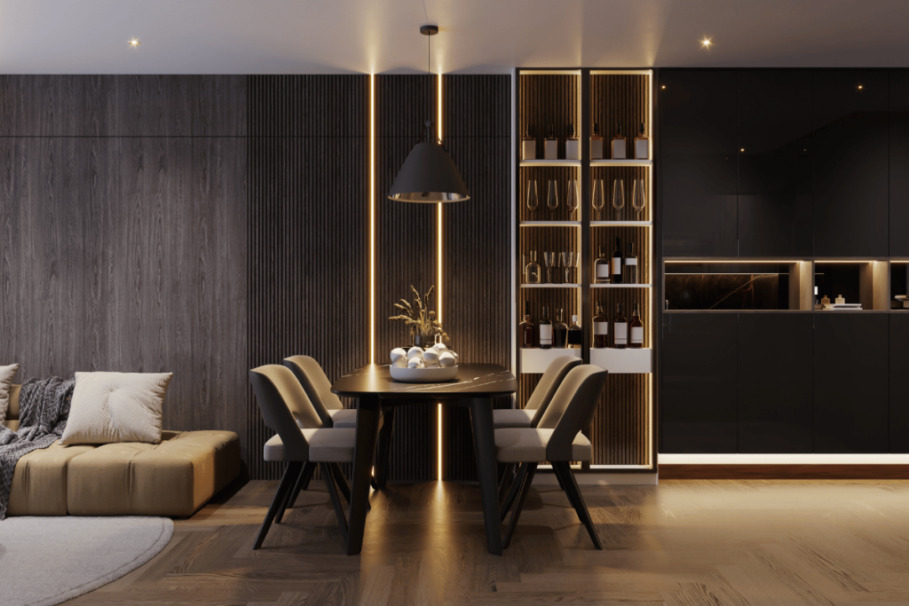modern basement apartment rental interior Canada
