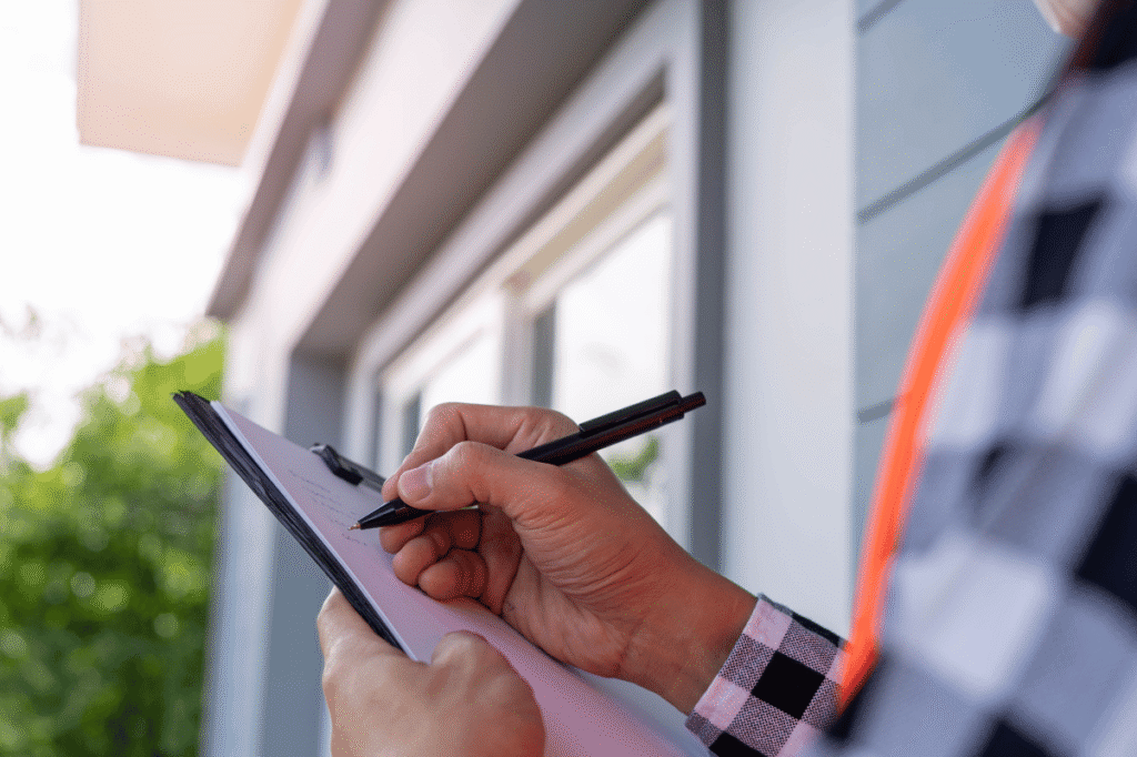 home renovation checklist clipboard contractor reviewing plans